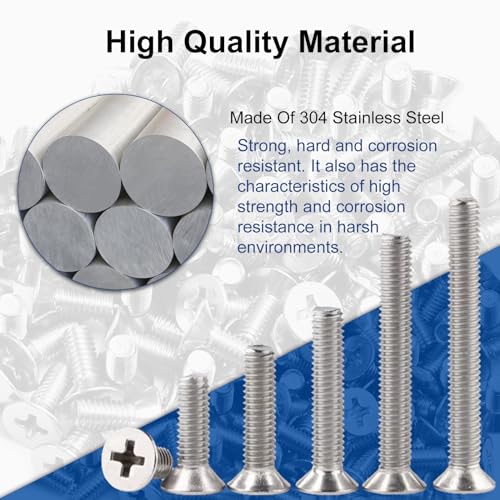 Mromax MRO190912N-0035 M4-0.7X12Mm Phillips Flat Head Countersunk Machine Screws, 304 Stainless Steel Phillips Cross Head Screws thumb #3