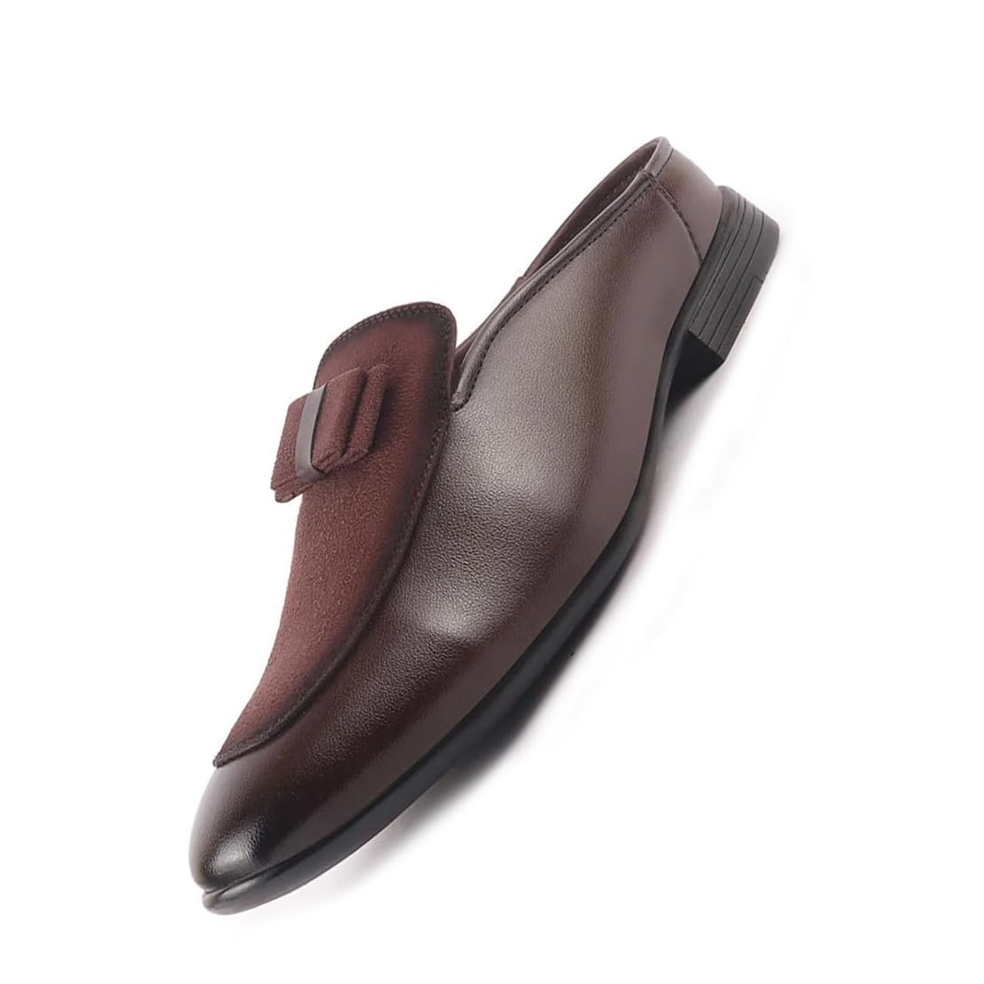 fausto Men Bow Design Velvet Upper Back Open Evening Party Formal Slip On Shoes | Memory Cushioned Insole Mules for Wedding, Cocktail Tuxedo Dress-picture-16