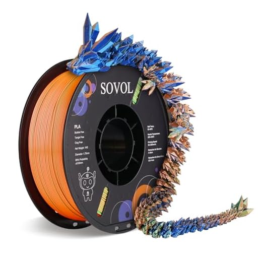 Sovol PLA Filament Silk Tri Color Co-Extrusion 1.75mm, 3D Printer Filament 1kg/ 2.2lbs, Shiny Silk Blue Green Orange 3 in 1 Coextrusion PLA Material +/-0.03mm