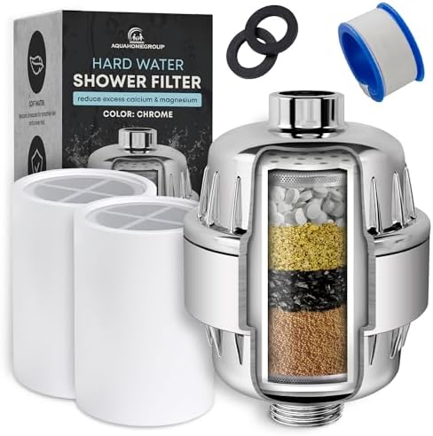 AquaHomeGroup Hard Water Shower Head Filter (2 Cartridges Included) – High-Pressure Water Softener For Limescale & Residue Reduction – 5 Stage Filtration With Resin, Carbon & KDF – Universal Fit - View #9