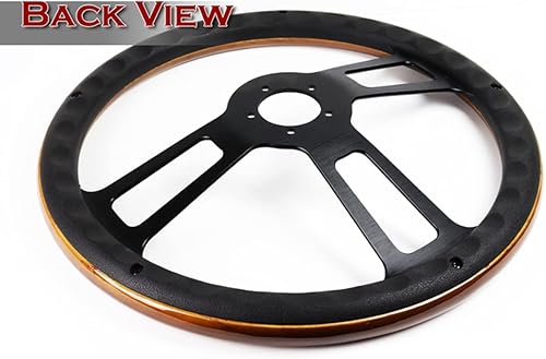 Miniatura 3 de W-Power, Plato universal de 18 pulgadas de 17.992 in, con 5 agujeros de 2.5 pulgadas de profundidad, estilo vintage de madera oscura con volante de