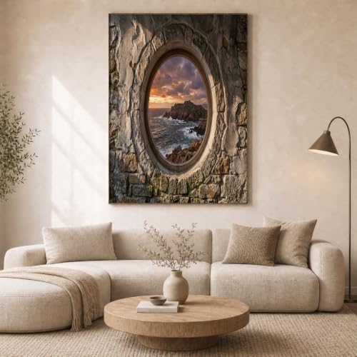 Paysage marin rétro sur toile pour créer un salon zen et cosy