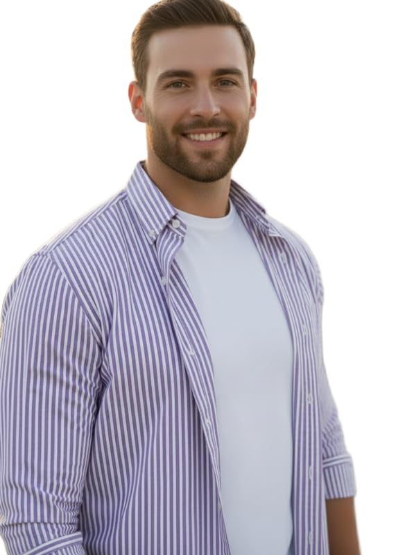 RESO Mens Cotton Blend Shirt (iv_ls_purple84_PT681)