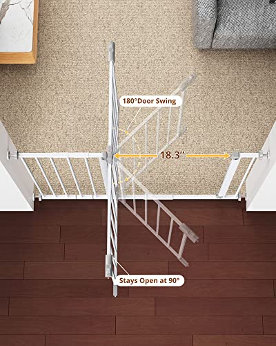 Innotruth 28.9-42.1" Baby Gate For Stairs, Easy Install Pressure/Hardware Mounted Dog Gates For The House Doorways Hallways Indoor, Easy Walk Thru Daul-Lock Wide Safety Pet Gates For Dogs, White #TOP5