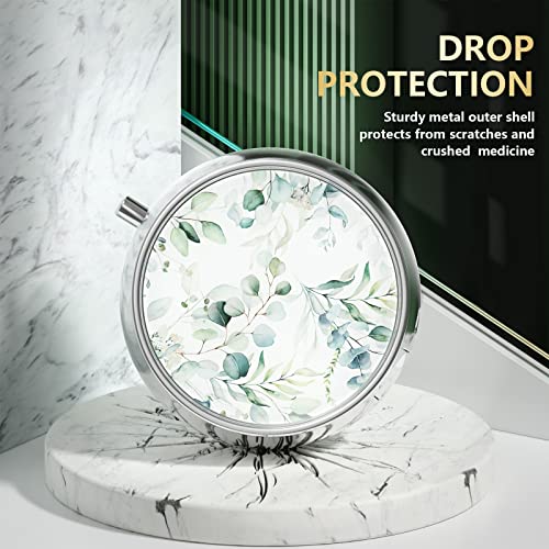 Image of Nipichsha Pill Box, Small Pill Case for Purse & Pocket, Cute Travel Medicine Organizer, Portable Medicine Container Holder to Hold Vitamins, Medication, Fish Oil & Supplement, Eucalyptus Leaf | Cute Travel Medicine Organizer, Portable Medicine Container Holder to Hold Vitamins, Medication, Fish Oil & Supplement