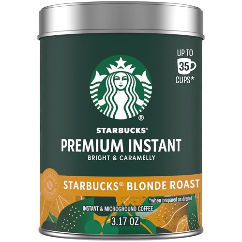 Starbucks Premium Instant Coffee, Starbucks Blonde Roast Coffee, Arabica Beans, 3.17 oz