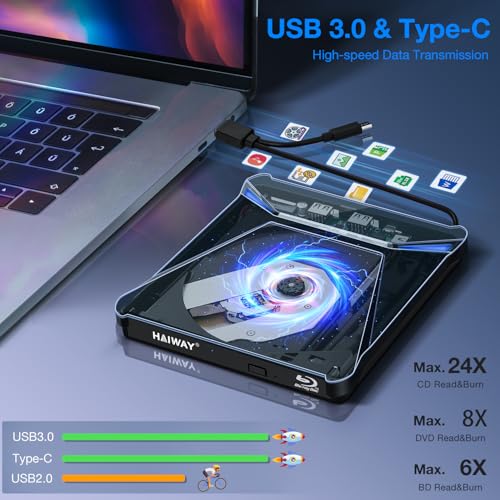Graveur Blu-ray externe lecteur DVD CD compatible Windows Mac Linux et carte SD TF
