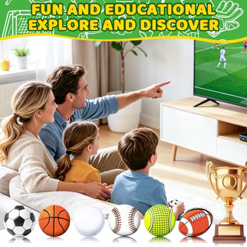 SUYFEIFAN Kids Bath Bombs, 6-Pack Organic Handmade Bath Bomb Sports Themed, Basketball, Football, Rugby, Golf, Tennis Shapes, Mild Skin-Friendly SPA Toy, Nice Daily Reward and Holiday Gift for Kids — view 4