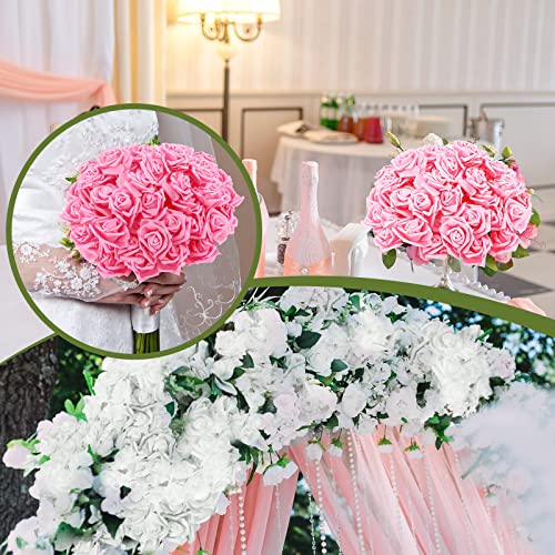 600 Pieces Artificial Rose Flower Heads For Decorations 3 Inch Stemless Flowers For Weddings Bouquets Diy Crafts 4 Colors Pink White Foam Fake Roses For Baby Shower Arrangements Party Home Decor #TOP7