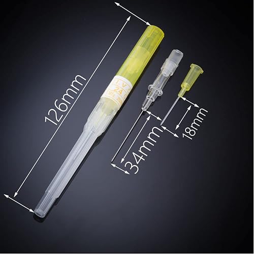 Miniatura 3 de 50 agujas de perforación de catéter, agujas huecas de 0.94 oz, agujas IV con catéter para el cuerpo, kit de piercings para oreja, nariz, labio,