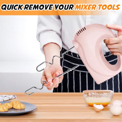 Image of Showvigor Electric Hand Mixer with 5 Stainless Steel Whisks,5 Speed,Pink