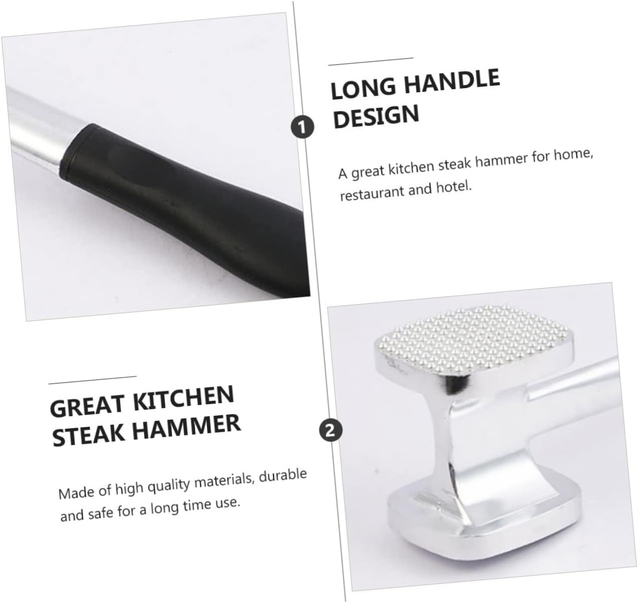 Double-Sided Aluminum Meat Hammer Tenderizer for Steak Beef and Poultry Practical Kitchen Tool for Home Cooks for Tenderizing and Flattening Meat