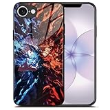Akatxezy Anime Case for iPhone 17e, 9H Tempered Glass Back Soft Silicone Bumper Shockproof Manga Character Protective Cover 6.1' 2026