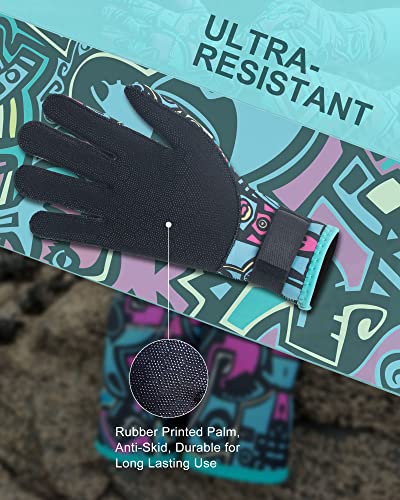 Xuker Neoprene Gloves Men Women, 3Mm Five Finger Winter Wetsuit Gloves Keep Warm For Scuba Diving Surfing Swimming Fishing Water Sports (Printed Pattern, X-Large) #TOP3