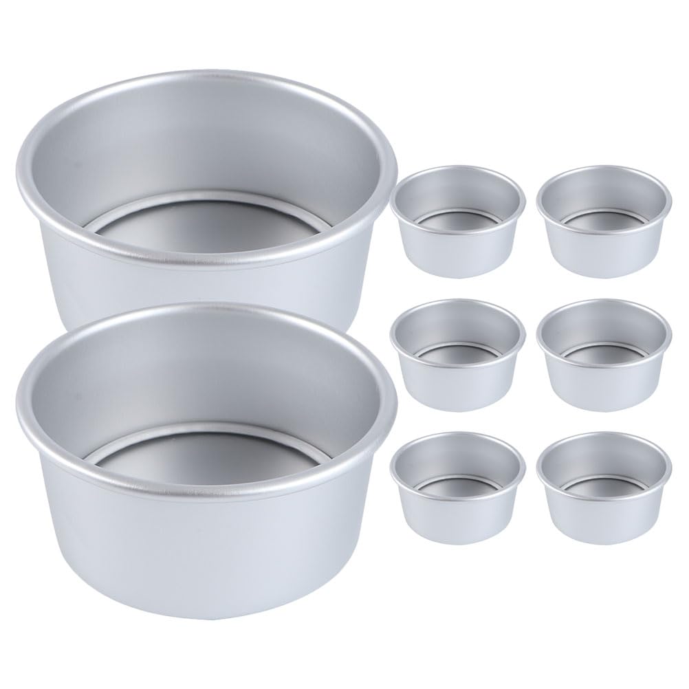 Garneck Juego de 8 Moldes para Hornear Redondos de Aleación de Aluminio con Base Extraíble y Diseño Desmontable para Limpieza Fácil, Adecuado para Pastelería Profesional
