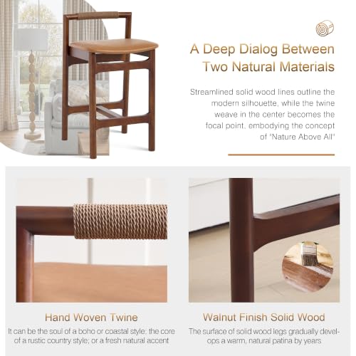 Image of Zesthouse Wood Counter Stools with Woven Paper Cord Accent Back, Set of 4
