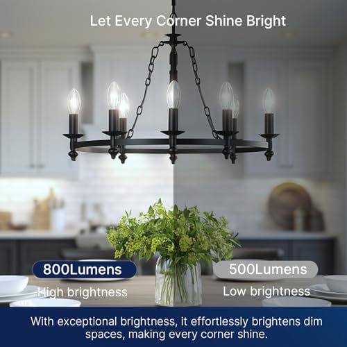 Image of FLSNT 100W Equivalent Candelabra LED Bulbs 5000K Daylight, Dimmable LED Chandelier Light Bulbs for Dining Room, Living Room, Porch, 800LM, E12 Base, 6 Pack UL,CA65 Listed.