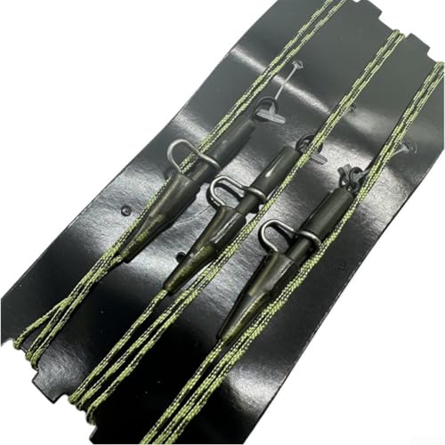 Tackle Carp Leaders with Clip Swivel, 3-Pack Heli Kable Ready Tied Leaders for Weedy and Snaggy Venues, Green, Tackle Box Accessories（Type B）