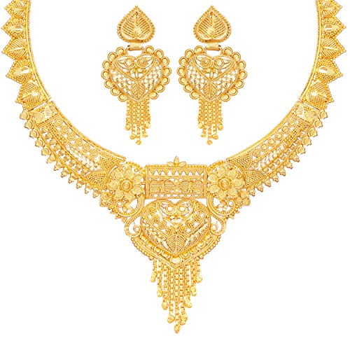Mansiyaorange Wedding Party Collection Jewellery Neckalce Sets For Women (One Gram Golden)
