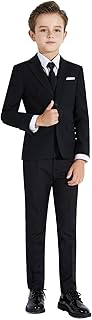Boys Formal Suit Slim Fit for Boys Wedding Ring Bearer Outfit with Adjustable Waist