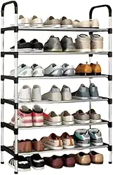 Sapateira Multiuso de Aço Inox – Compacta, Resistente e Ideal para Organizar Calçados no Dia a Dia (6 Andares)