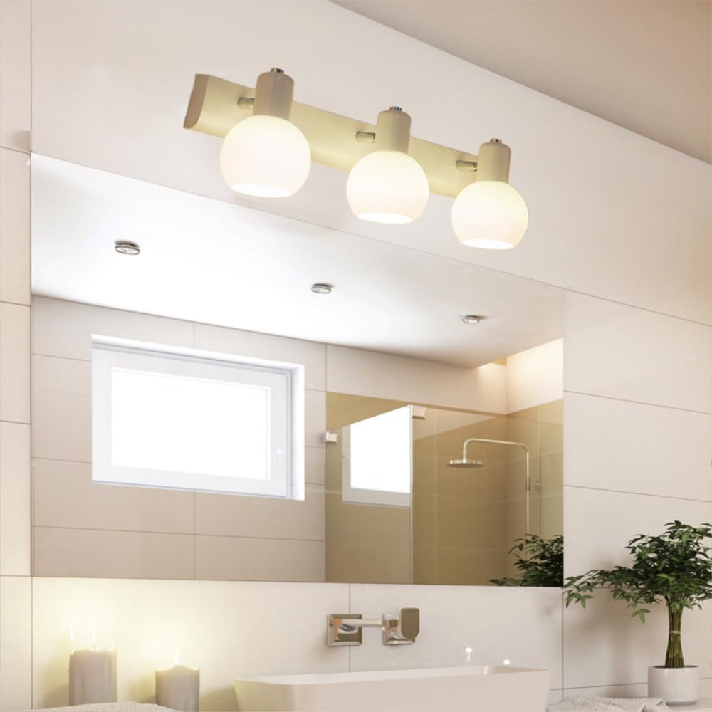 XINYASEE Applique murale pour lavabo de salle de bain avec miroir E14, idéale pour un dressing, une armoire à glace ou un meuble de rangement (Blanc-3)