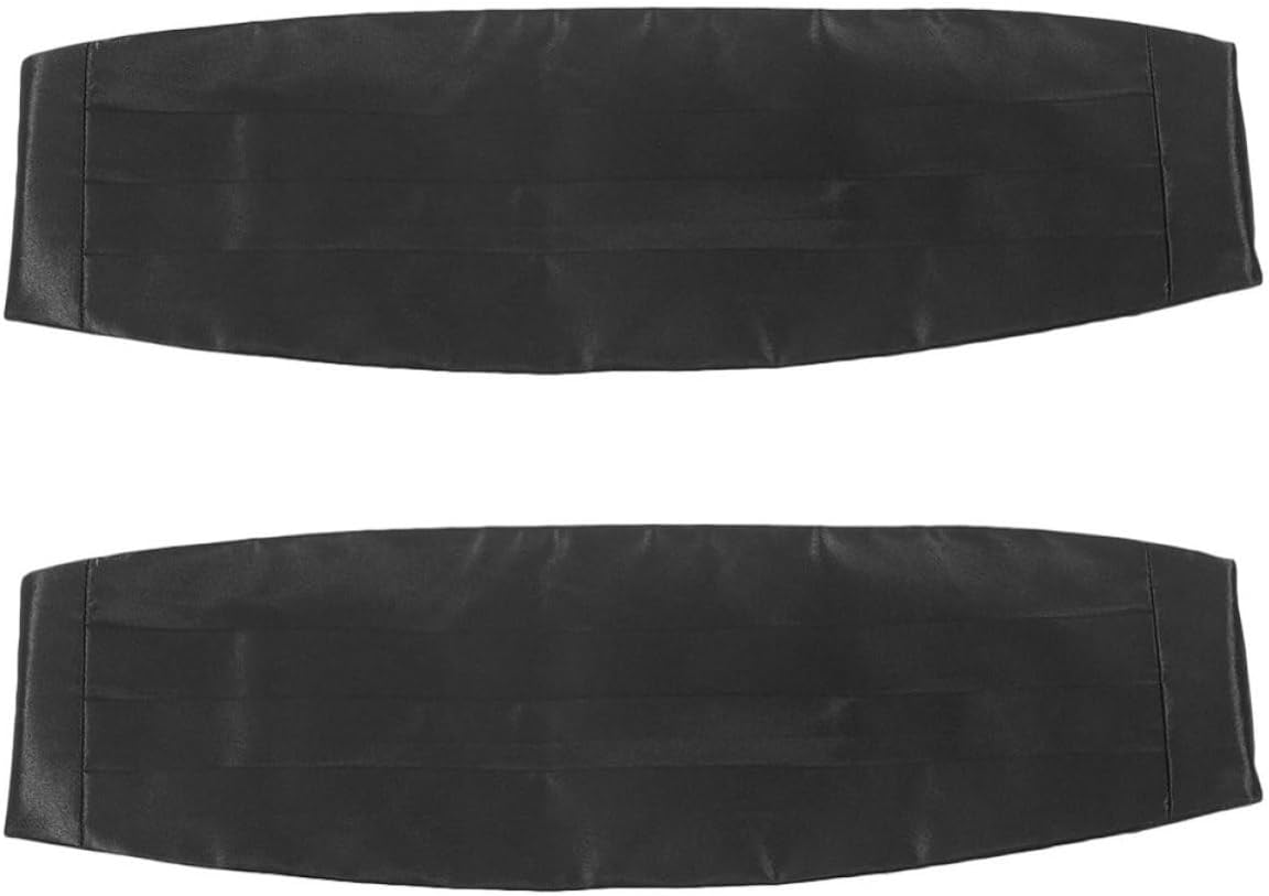 SHOWERORO 2pcs Black Tuxedo Cumberbunds for Men, Adjustable Size and Comfortable Material, Formal Tuxedo Accessories Simple Design for Wedding and Formal Events