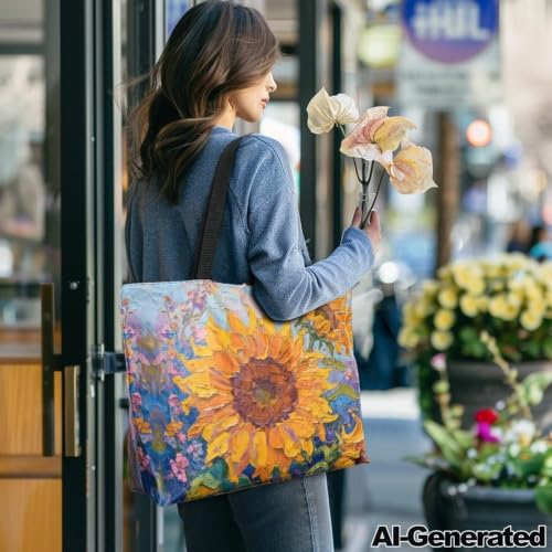 Image of Art Lover Zippered Tote Bag Waterproof Large Work Tote Bags, Artwork Women's Purse Handbags Travel Totes