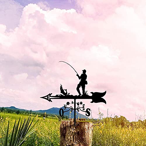 Garden Wind Vanes,Retro Weather Vane,Rooftop Wind Vanes,Outdoor Weather Vane Decoration,Wind Direction Indicator,Wind Vane Garden Patio Decoration (Color : Fishing, Size : 55Cn*33Cm) #TOP1