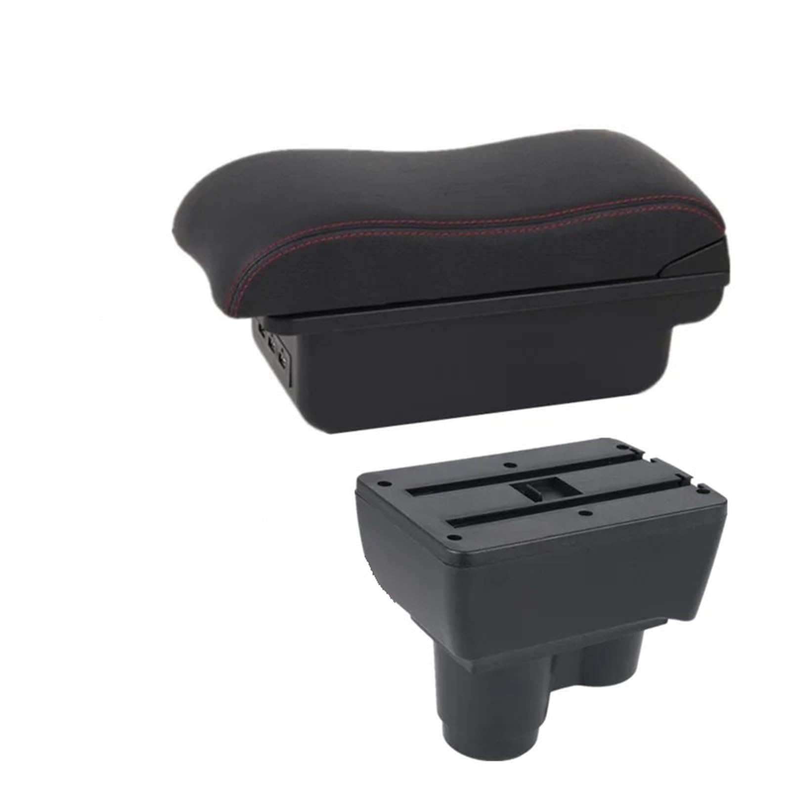 Hguvsjd Armrest Box For Duster 2019 2020 2021 2022 2023 2024 Armrest Center Console Storage Box Decoration Accessories Car Armrests(B Black red 3USB)