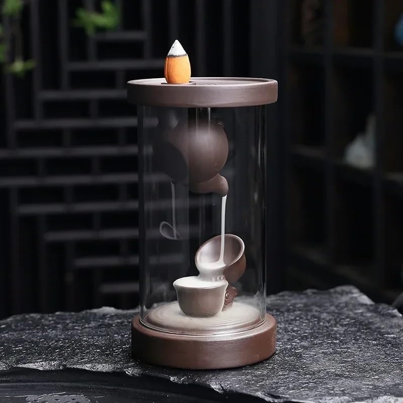 Bruciatore di incenso a Flusso inverso, Bruciatore di incenso a Cascata con riflusso in Ceramica, Antivento, in Argilla Viola, for Decorazioni for la casa e for Gli Amanti del tè