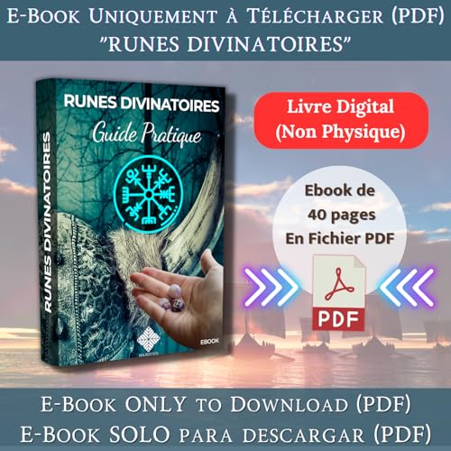 Majestic’s Wahrsagerische Runen Wikinger – Packung mit 25 Runen aus natürlichem Mondstein, graviert (2 cm x 1 cm) + schwarzer Beutel + praktisches E-Book (PDF) – Alphabet Rune, Futhark, perfekt für