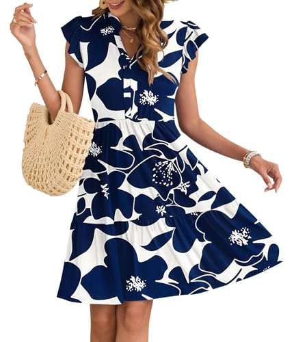 Robe ete femme col en V avec poches pratiques et taille élastique confort