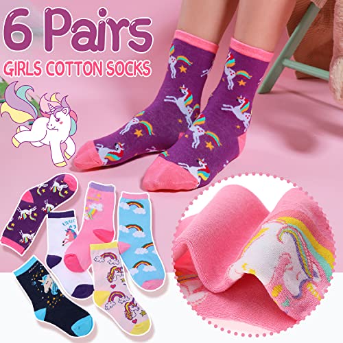 Antsang Children Cotton Crew Socks For Girl Boy Kids Toddler Gift Fashion Cute Cartoon Animal Stocking Stuffer Unicorn Socks 6 Pack (Unicorn-I, 5-8 Years Old) #TOP1