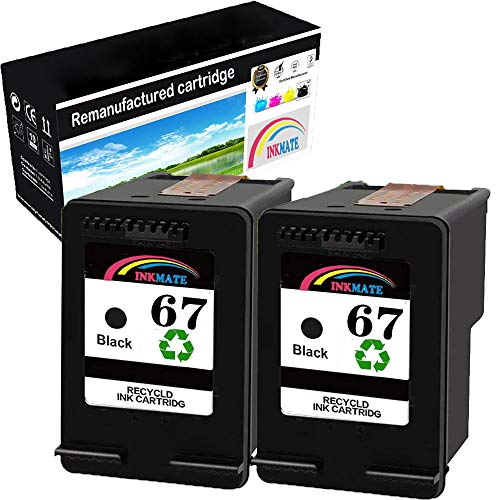 INKMATE Remanufactured Ink Cartridge Replacement for HP 67 Black Work with HP Envy Pro 6055,6455,Envy 6052 ?DeskJet 2732, DeskJet Plus 4152, 4140 3YM56AN (2 Black)