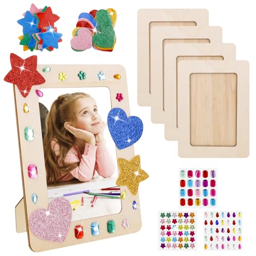 6 Bilderrahmen Zum Bemalen - DIY Bastelset Für Kinder Mit Buntstiften & Aufklebern