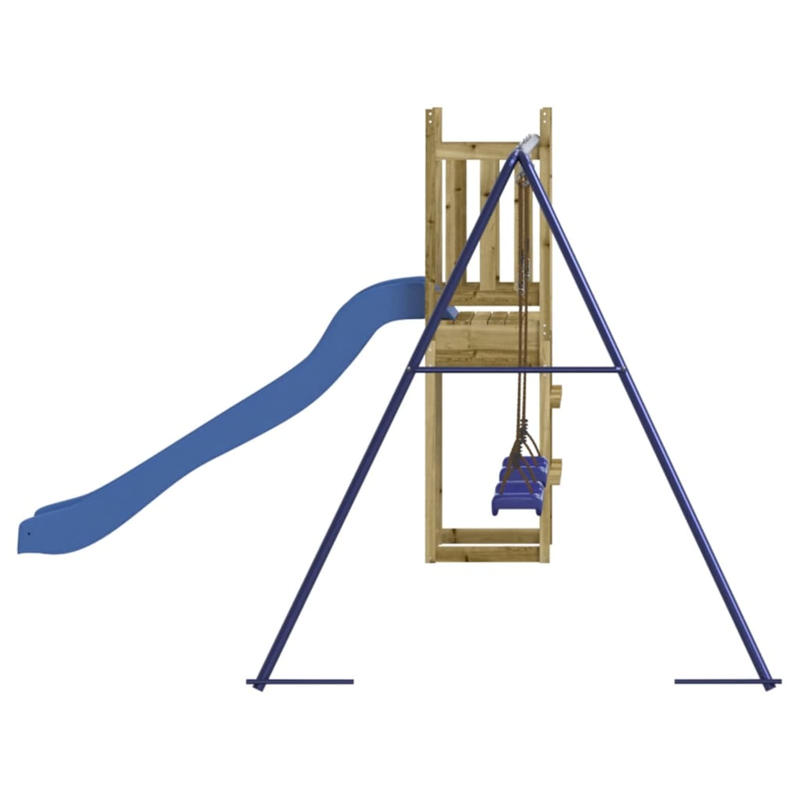 Festnight Centro de Juegos Niños con Tobogán/Columpio/Pared de Escalada y Caja de Arena, Casa de Juegos, Casita Infantil Jardín Exterior, Parque Infantil Castillo Madera, Madera Maciza Pino Type 69