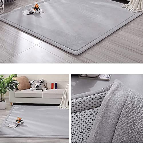 Waigg Kii Groot vloerkleed voor baby's, zacht koraal fluwelen babyspeelmat, antislip tatami yogamat, zacht tapijt voor woonkamer slaapkamer (150 x 150 x 2 cm, roze) - Afbeelding 7