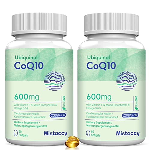CoQ10 600mg Softgels | High Absorption CoQ10 Ubiquinol Supplement | Reduced Form Enhanced with Vitamin E & Omega 3 6 9 | Antioxidant Powerhouse for Heart Health | 120 Softgels