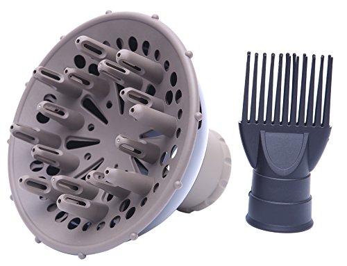 Hair Diffuser Adaptable for Blow Dryers with D-1.7-Inch to 2-Inch for Curly or Wavy Hair With Attachment Wind Blow Cover Comb (brown+black)