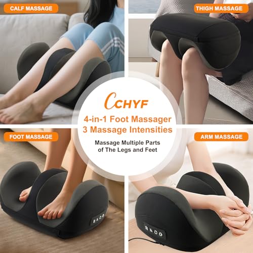 Image of Foot Massager with Heat, Shiatsu Kneading Foot and Calf Electric Massager Machine with Roller, Massage Feet /Arm /Calf /Ankle for Relax, Plantar Fasciitis, Pain Relief, Gifts for Women & Men, Black