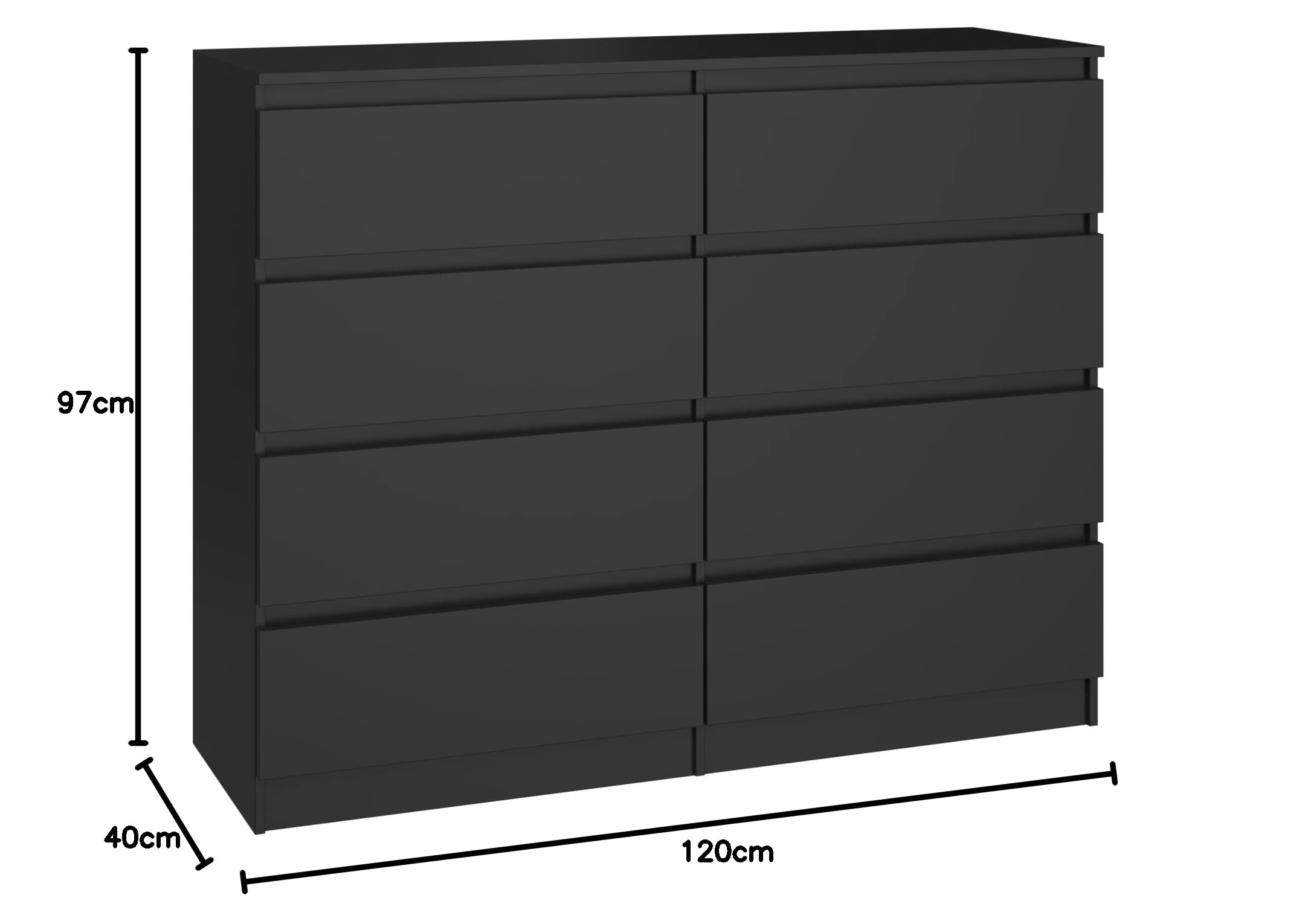 ADGO Malwa M8 120 Comò con 8 Cassetti 120x97x40 cm, Classico Armadio