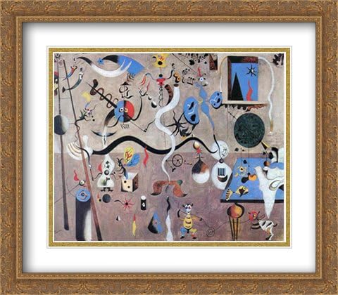 Carnival of Harlequin 2X Matted 32x26 Large Gold Ornate Framed Art Print by Joan Miro