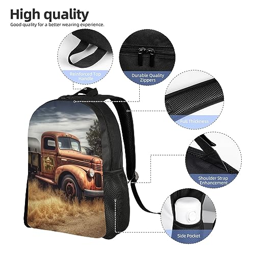Mochila impermeable negra con diseño Old Truck Car miniatura 5