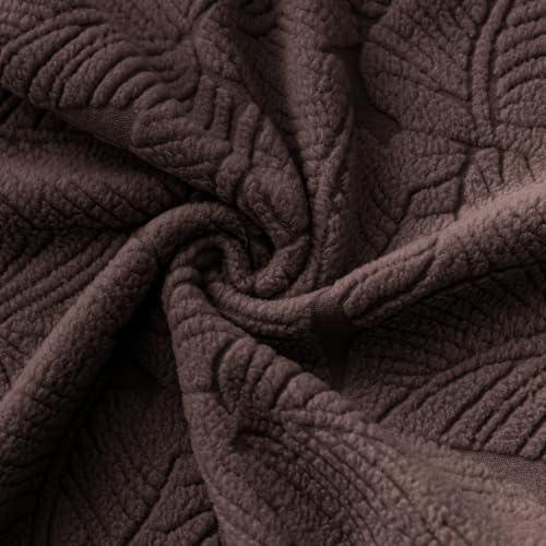Image of House of Quirk Universal Jacquard Fabric Sofa Cover - Soft, Stretchable Couch Slipcover, Flexible Fit, Wrinkle-Resistant & Easy to Clean (Brown, Two Seater)
