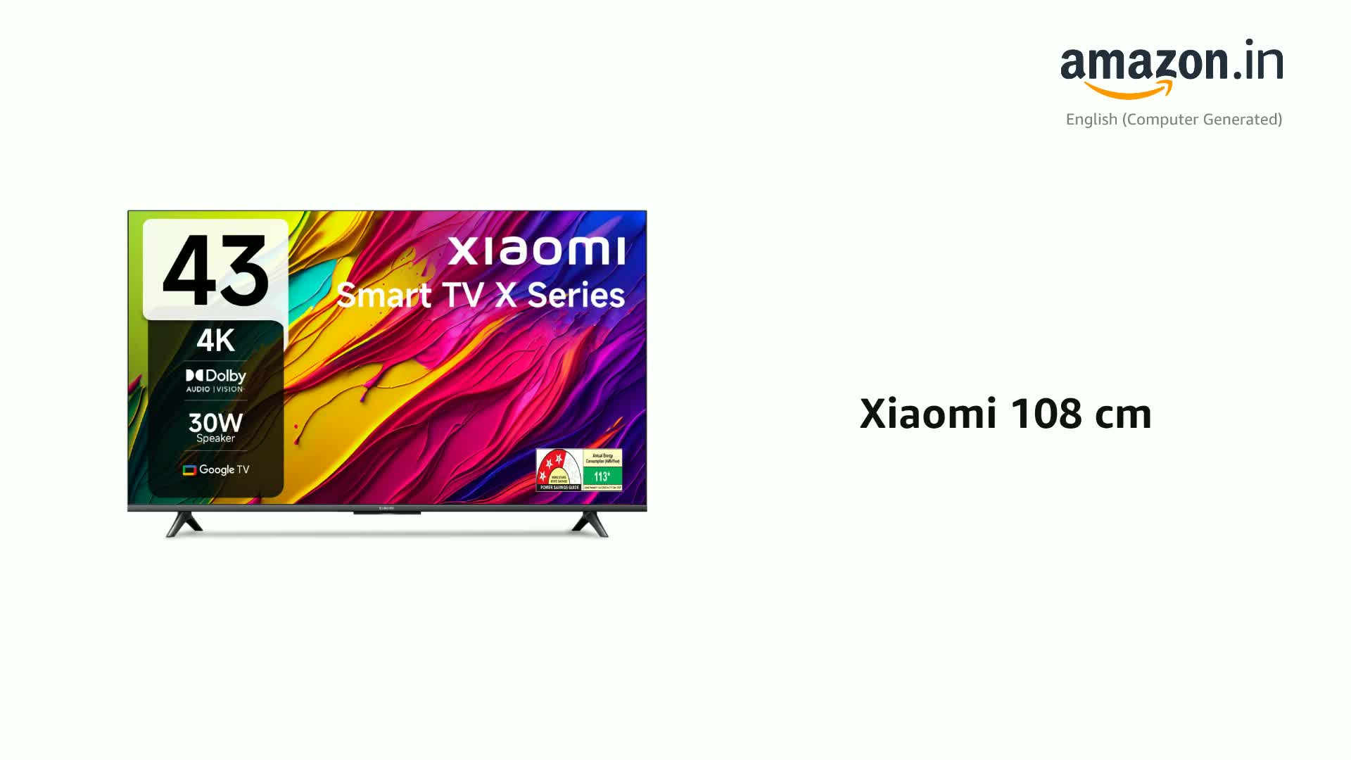 Xiaomi 108 cm (43 inches) X Series 4K LED Smart Google TV L43MA