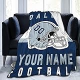 Custom Personalized Football Style Ultra-Soft Micro Fleece Throw Blanket Printed with Any Name and Number for Men Women Boy Decorative Gift D.C