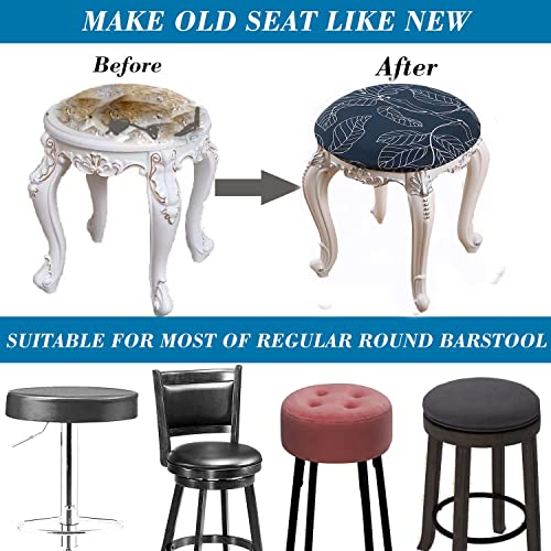 Hfcnmy Stool Covers Round,4 Pack Stretch Round Bar Stool Covers Washable Bar Stool Seat Covers Stool Cushion Slipcover Elastic Bar Chair Covers For 13-20 Inch Chair (Blue) #TOP2