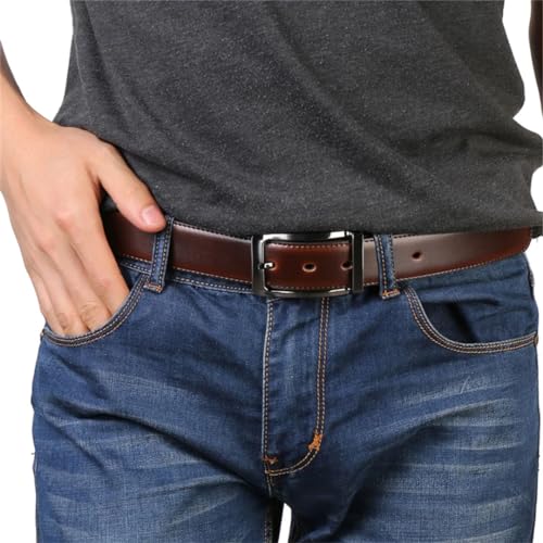 Hgvcfcv 1Pcs Men's Genuine Leather Reversible Belt Rotated Buckle Two In One Big And Tall Mens Belt3