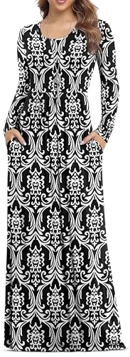 Image of VIISHOW Women's Long Sleeve Loose Plain Maxi Dresses Casual Long Dresses with Pockets